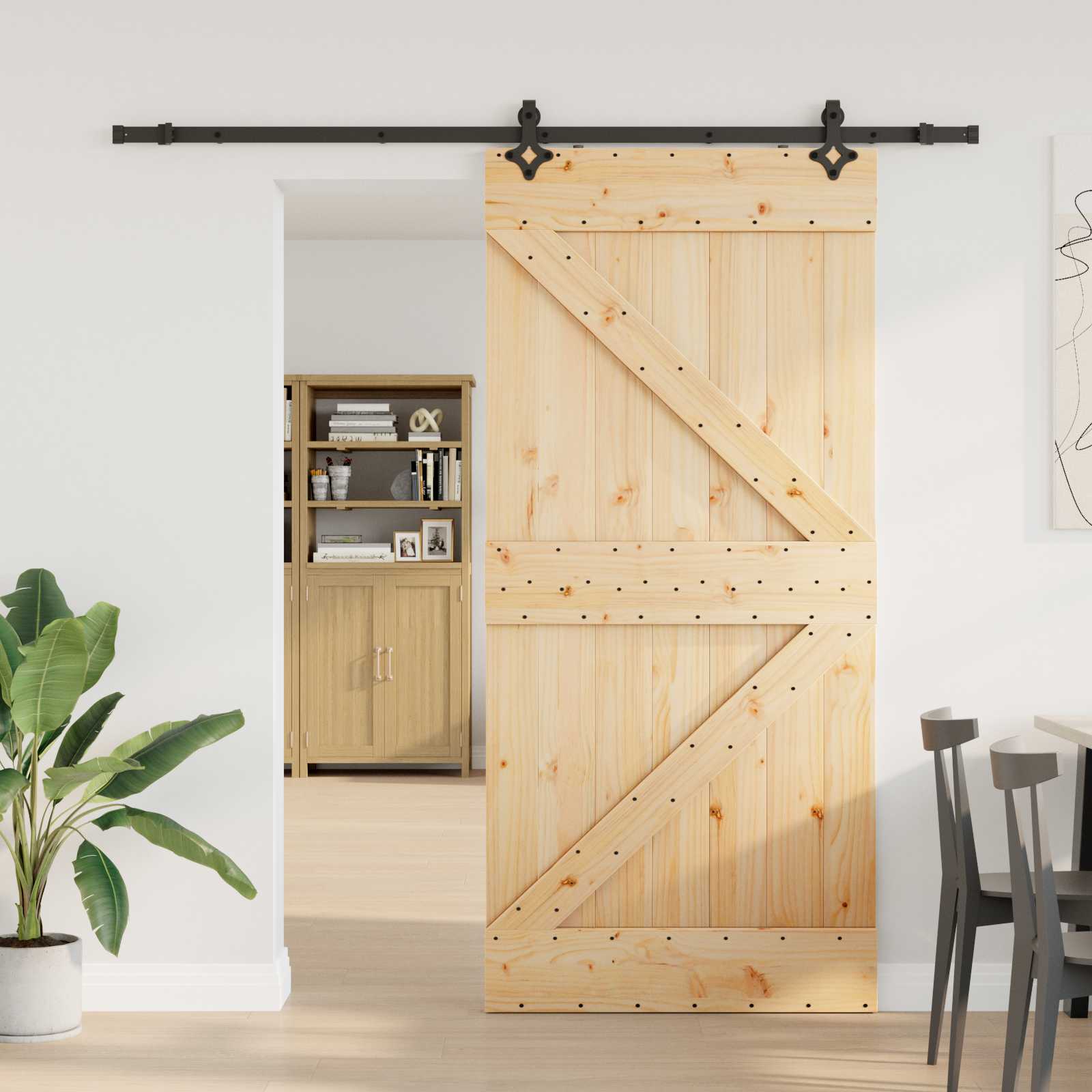 Skydedør NARVIK Naturfarvet og sort 80 x 210 cm (213,5 cm)