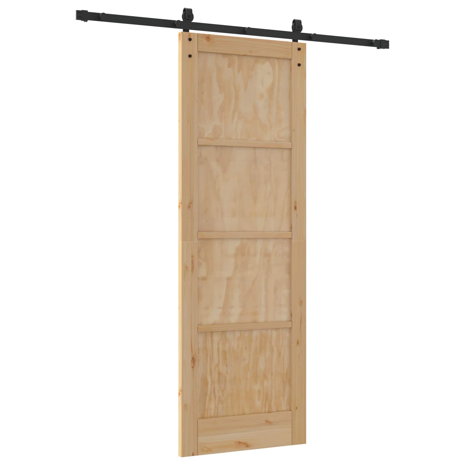 Skydedør Naturfarvet og sort 73,5 x 211 cm Massivt fyrretræ