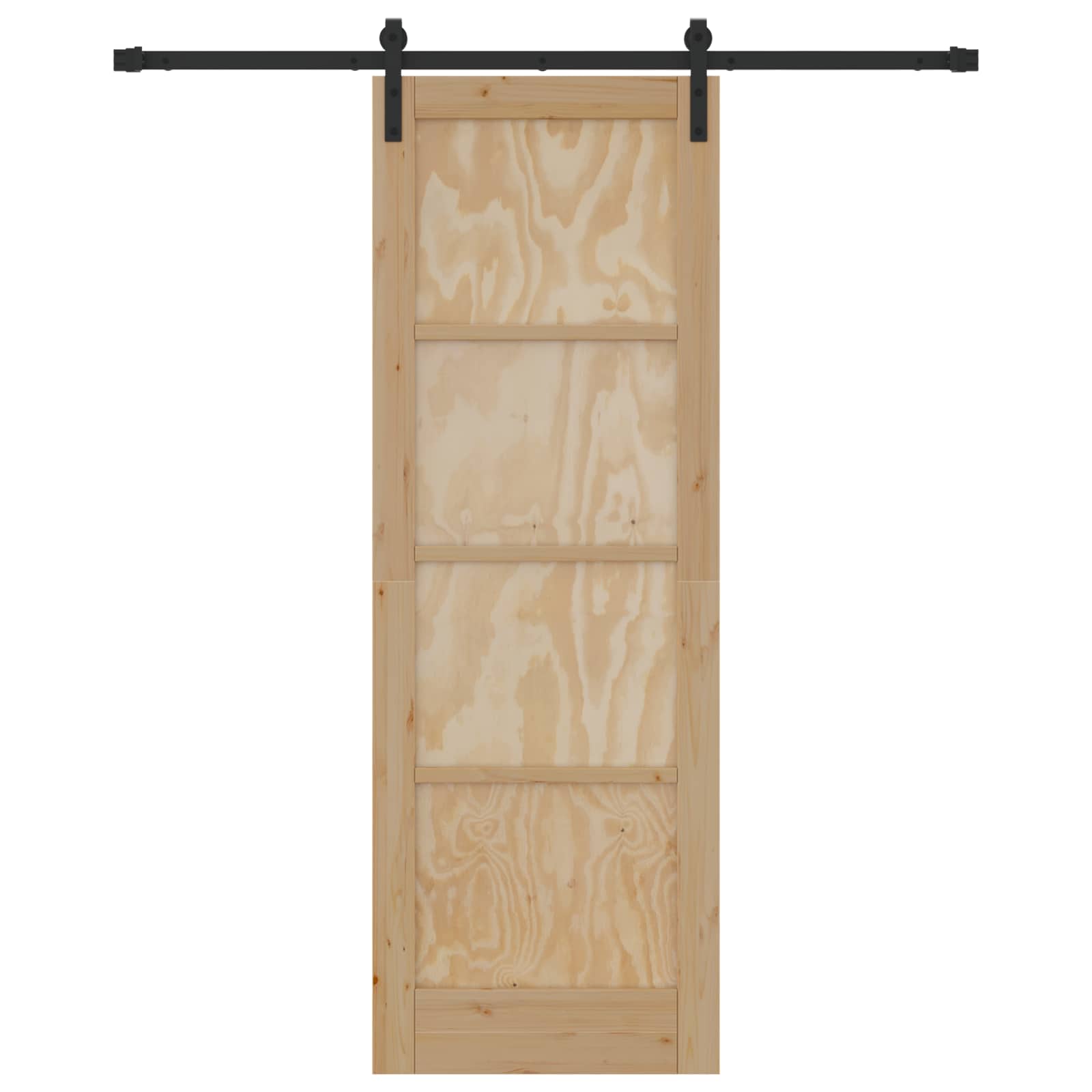 Skydedør Naturfarvet og sort 73,5 x 211 cm Massivt fyrretræ