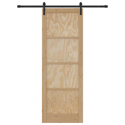Skydedør Naturfarvet og sort 83 x 232 cm Massivt fyrretræ