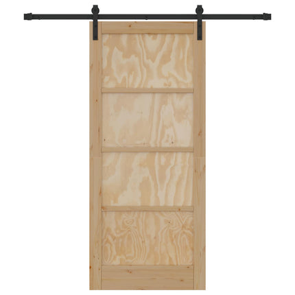Skydedør Naturfarvet og sort 86 x 198,5 cm Massivt fyrretræ