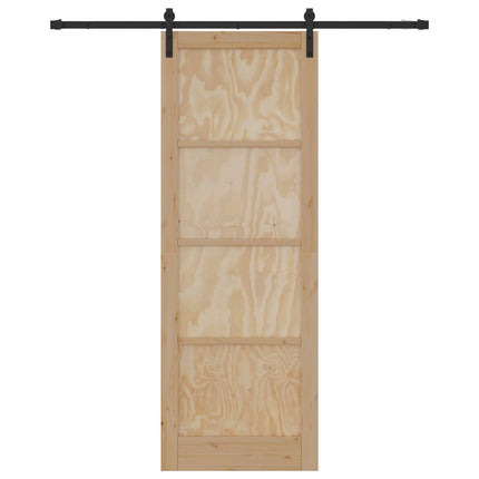 Skydedør Naturfarvet og sort 83 x 232 cm Massivt fyrretræ