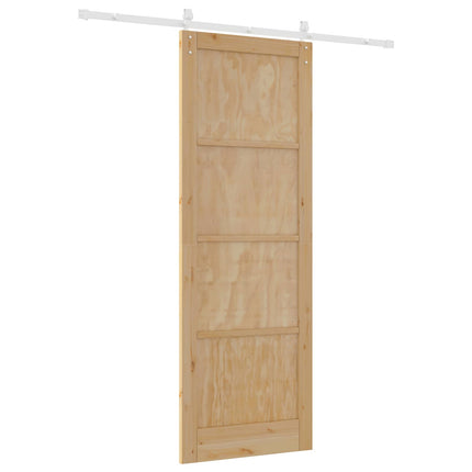 Skydedør Natur og hvid 83 x 232 cm Massivt fyrretræ