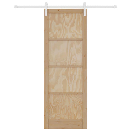 Skydedør Natur og hvid 83 x 232 cm Massivt fyrretræ