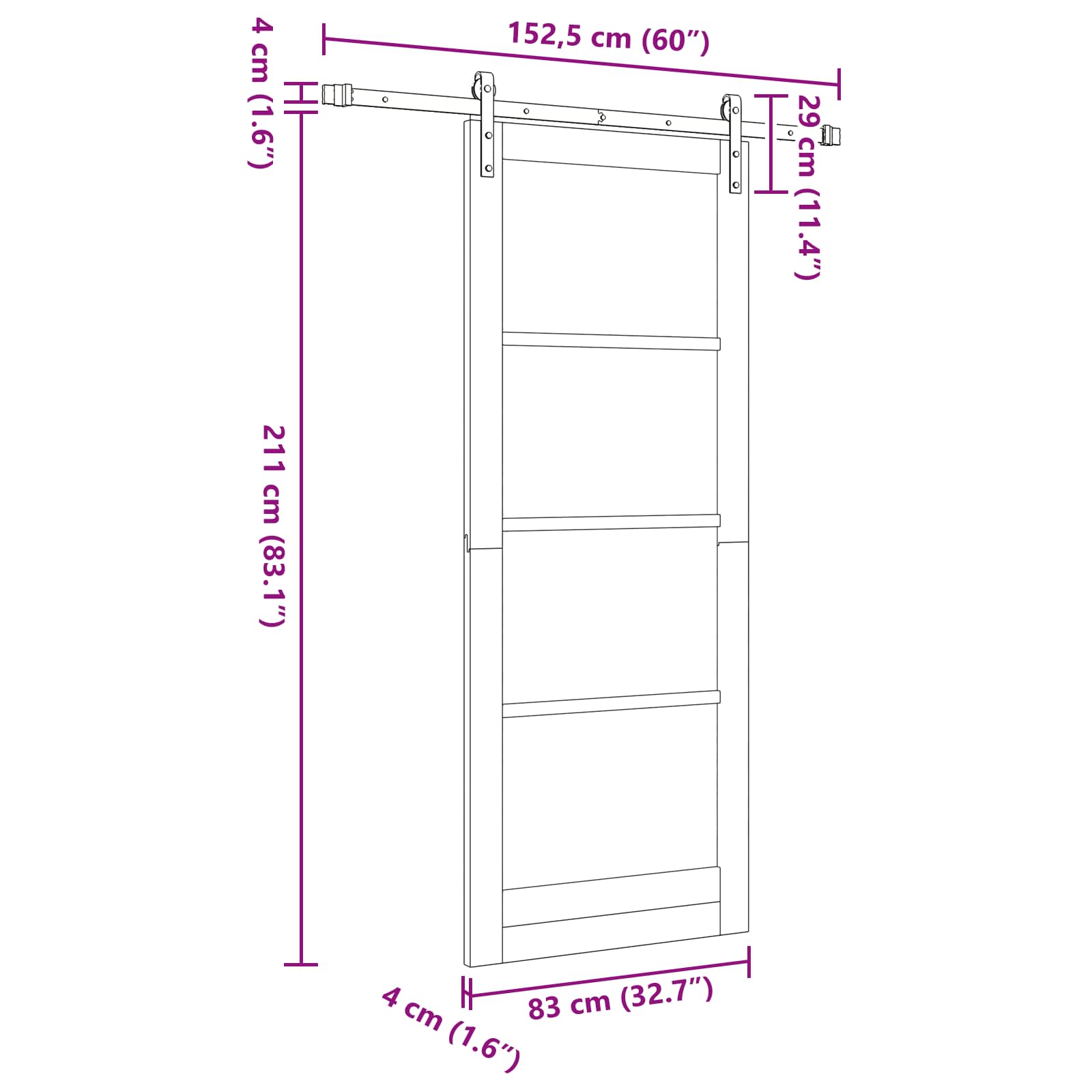 Skydedør Naturfarvet 83 x 211 cm Massivt fyrretræ