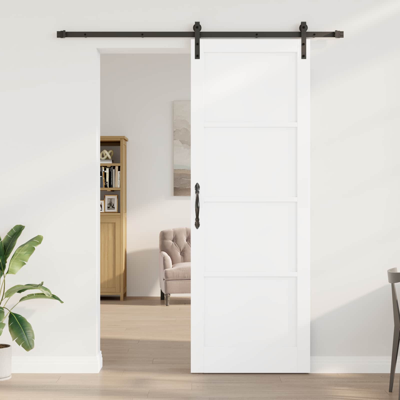 Skydedør Hvid 83 x 232 cm Massivt fyrretræ