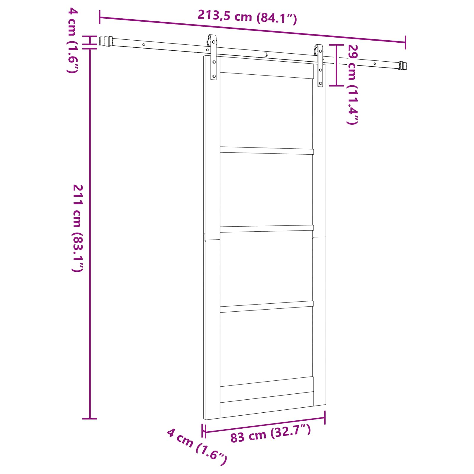 Skydedør Naturfarvet 83 x 232 cm Massivt fyrretræ