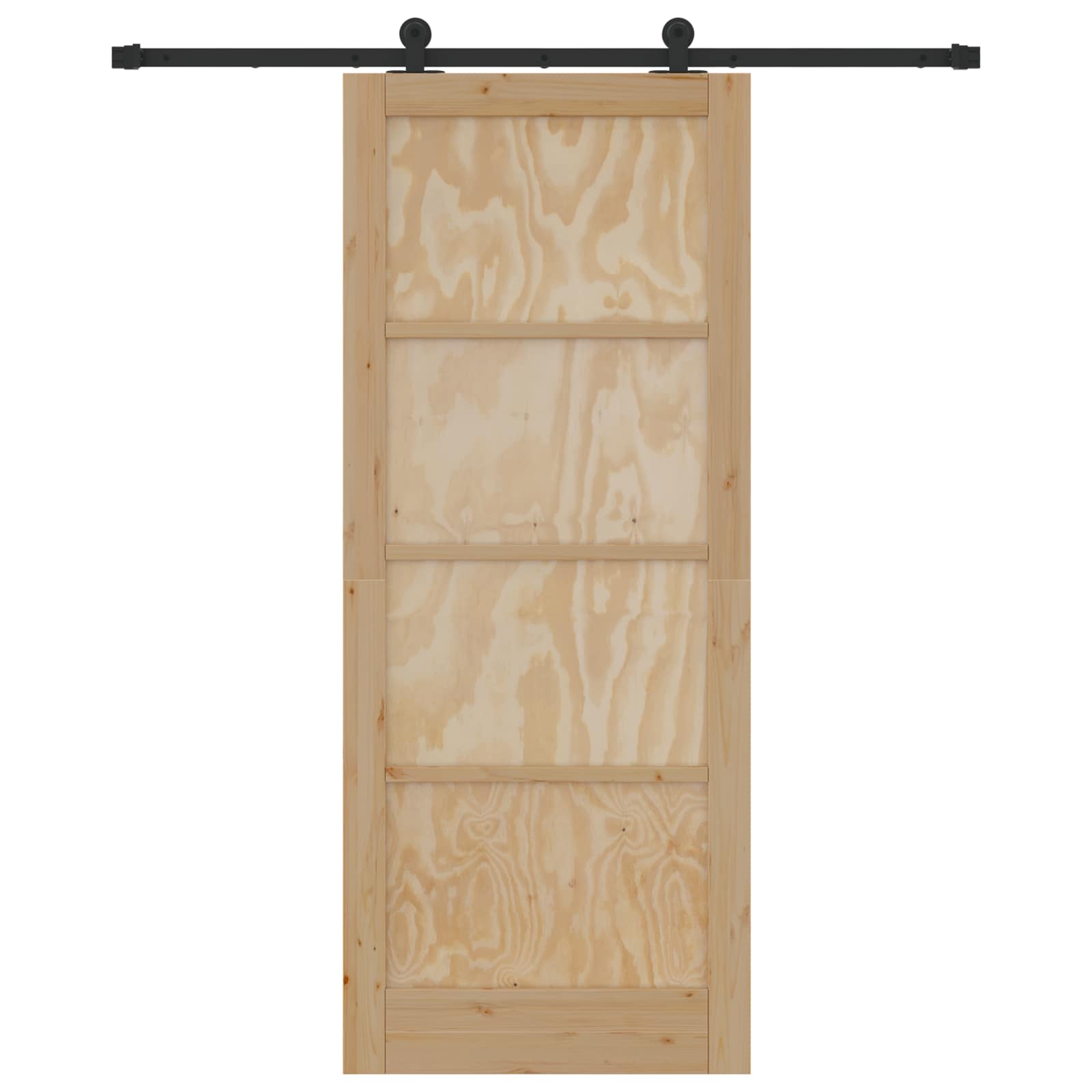 Skydedør Naturfarvet og sort 86 x 211 cm Massivt fyrretræ
