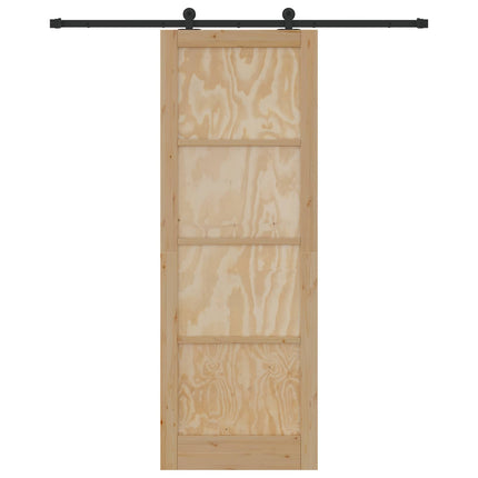 Skydedør Naturfarvet og sort 83 x 232 cm Massivt fyrretræ