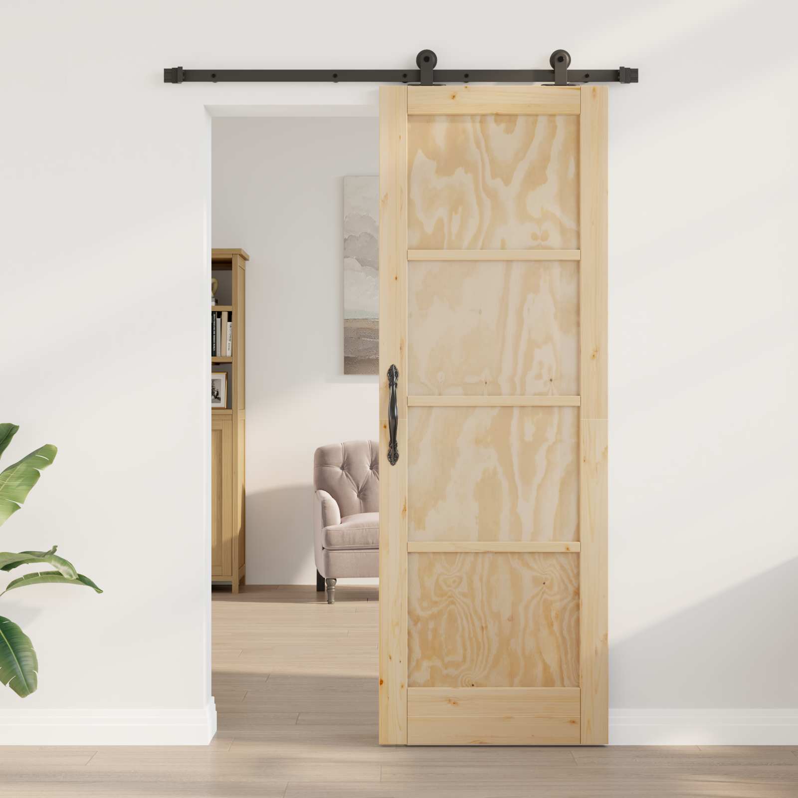 Skydedør ORKDAL Naturfarvet 73,5 x 211 cm Massivt fyrretræ