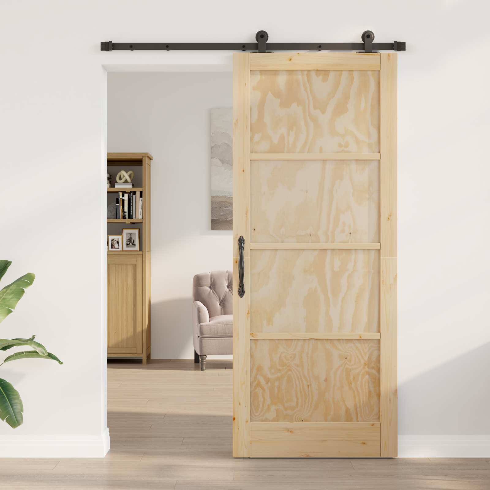 Skydedør ORKDAL Naturfarvet 86 x 211 cm Massivt fyrretræ