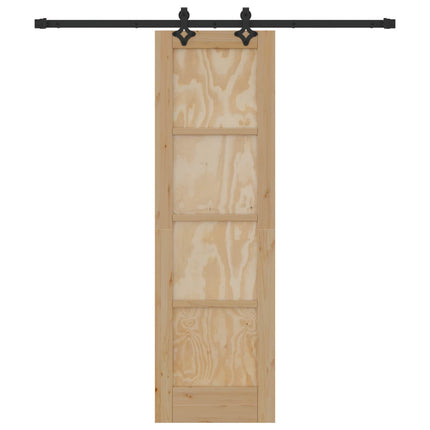 Skydedør Naturfarvet og sort 61 x 198,5 cm Massivt fyrretræ