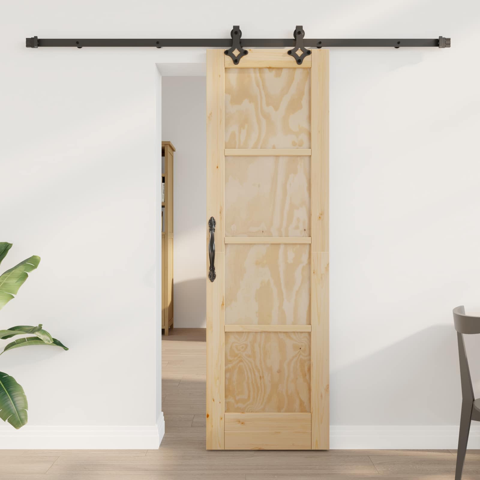 Skydedør ORKDAL Naturfarvet 61 x 198,5 cm Massivt fyrretræ