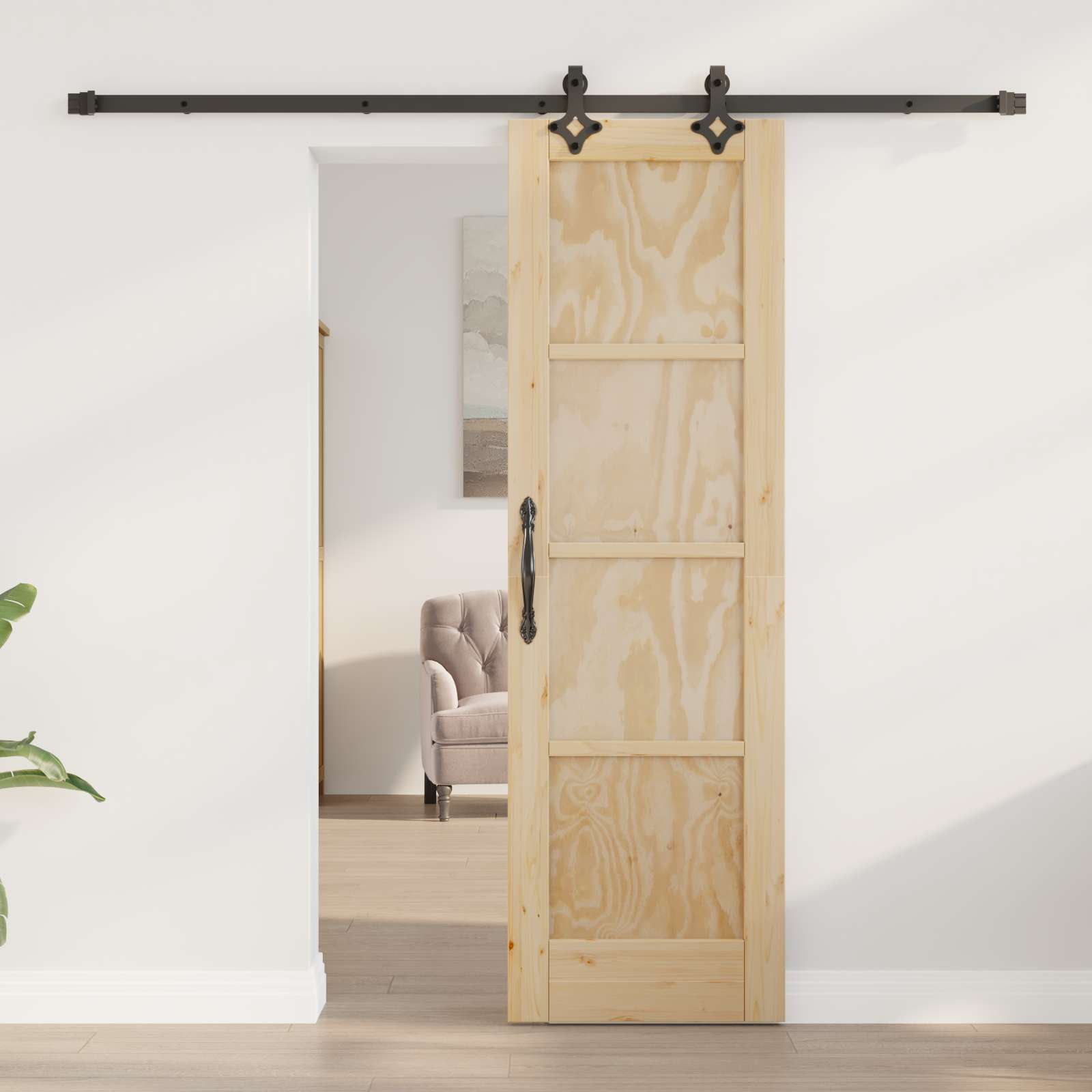Skydedør ORKDAL Naturfarvet 61 x 198,5 cm Massivt fyrretræ
