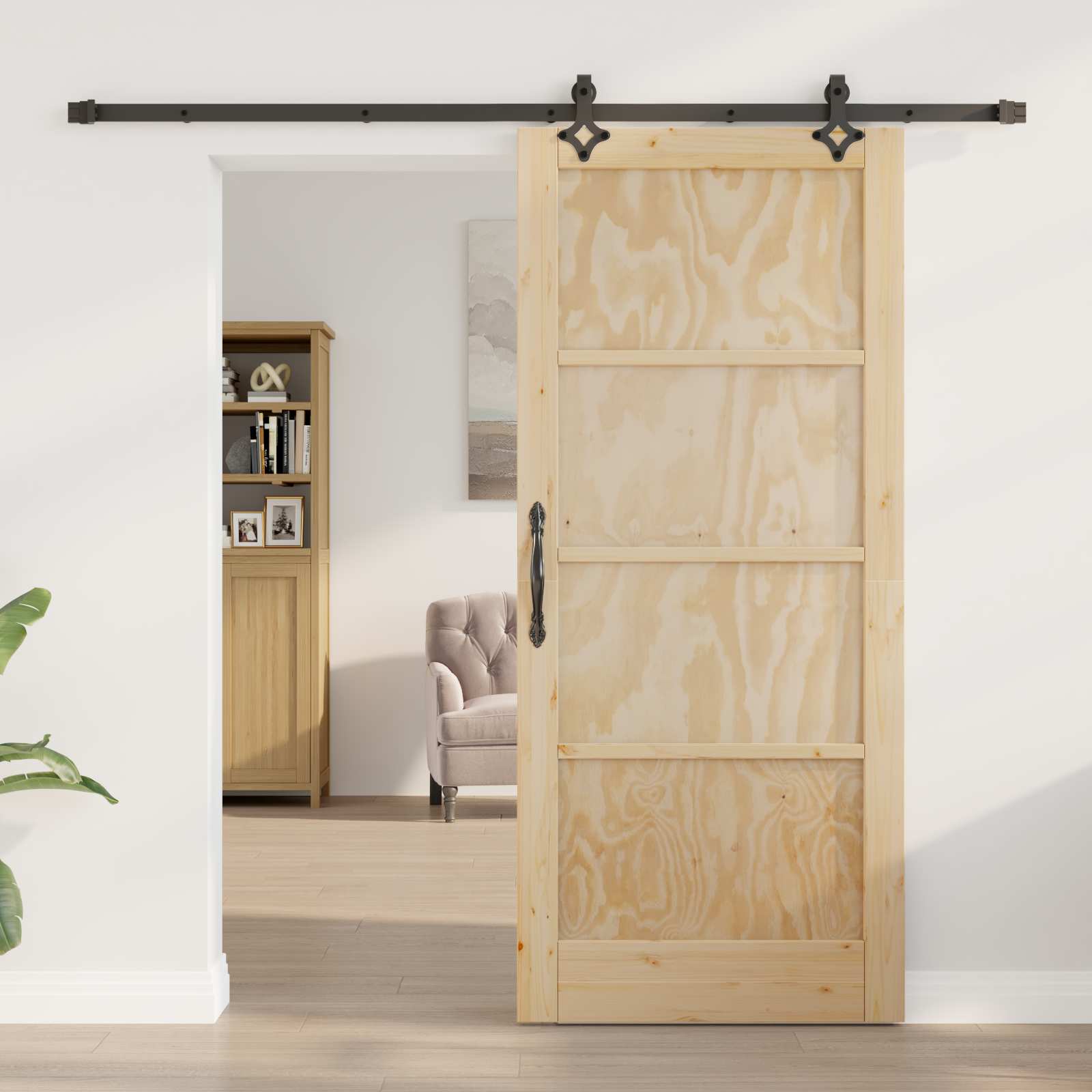 Skydedør ORKDAL Naturfarvet 86 x 198,5 cm Massivt fyrretræ