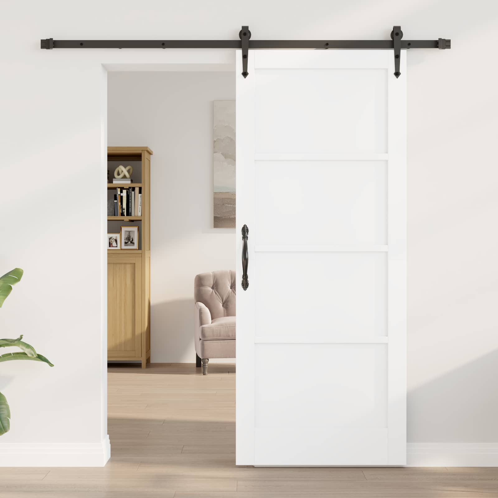 Skydedør ORKDAL Hvid og sort 83 x 202 cm Massivt fyrretræ