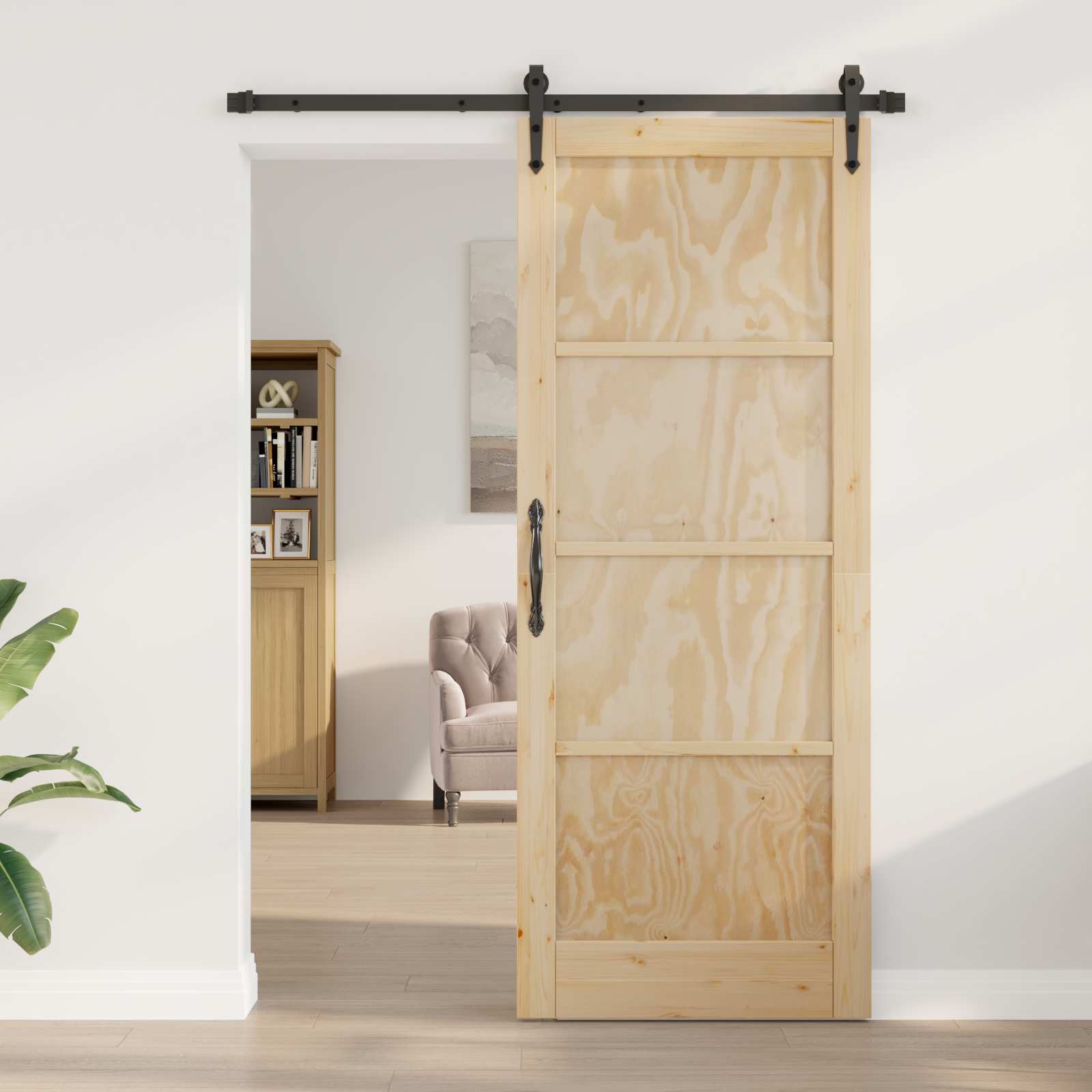 Skydedør ORKDAL Naturfarvet 83 x 211 cm Massivt fyrretræ
