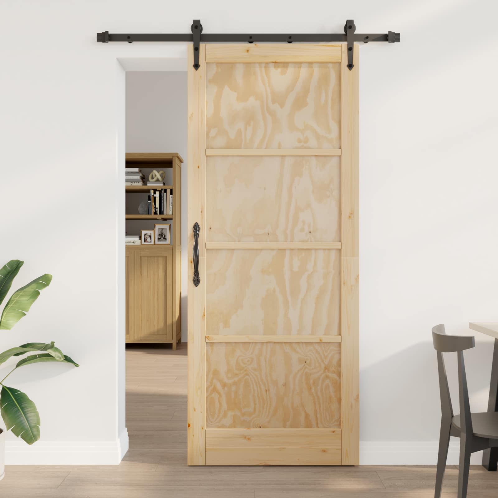 Skydedør ORKDAL Naturfarvet 86 x 211 cm Massivt fyrretræ