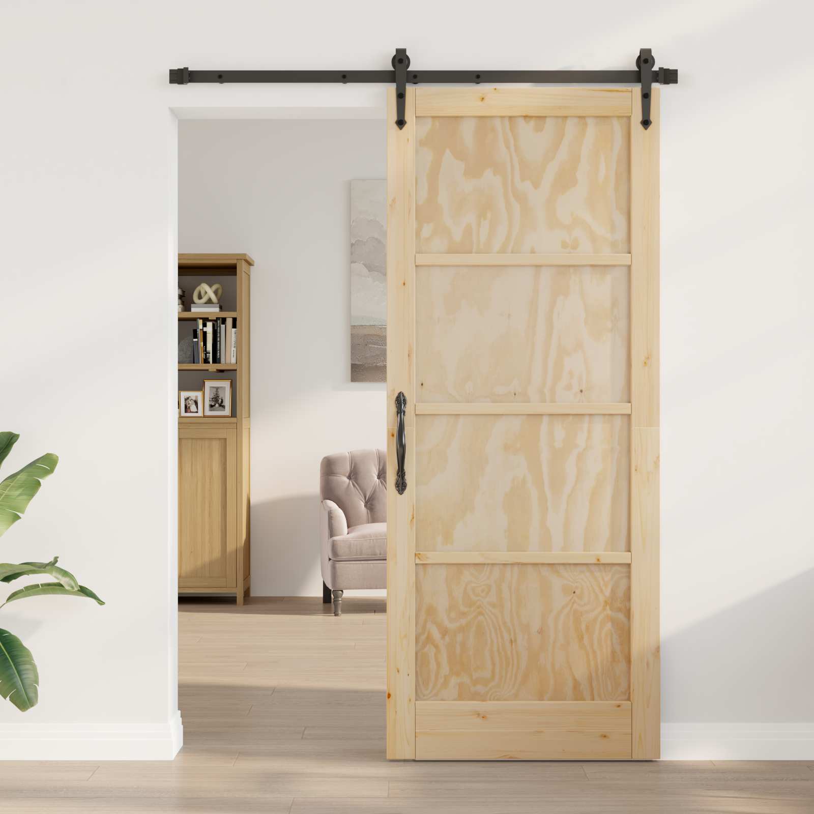 Skydedør ORKDAL Naturfarvet 86 x 211 cm Massivt fyrretræ