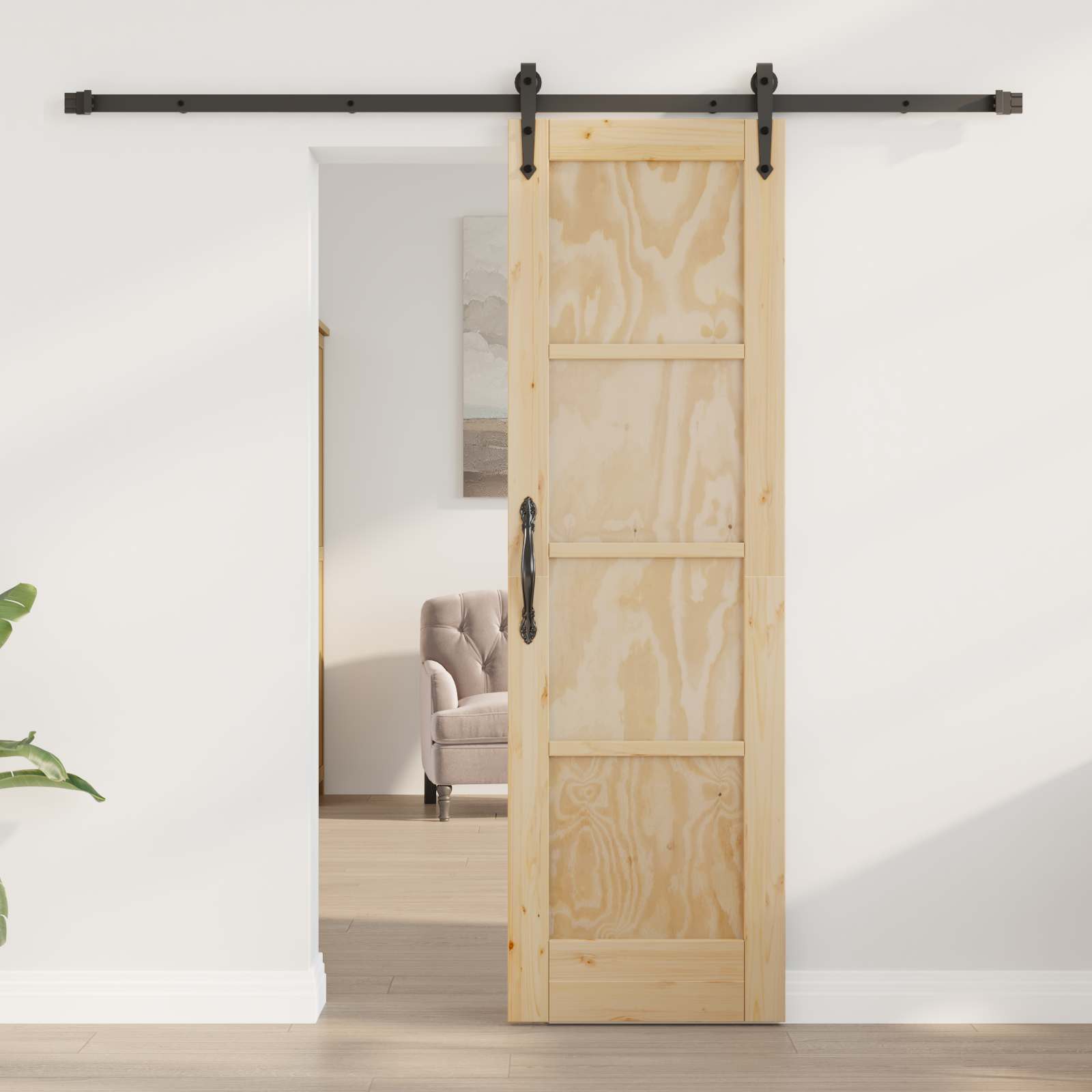 Skydedør ORKDAL Naturfarvet 61 x 198,5 cm Massivt fyrretræ