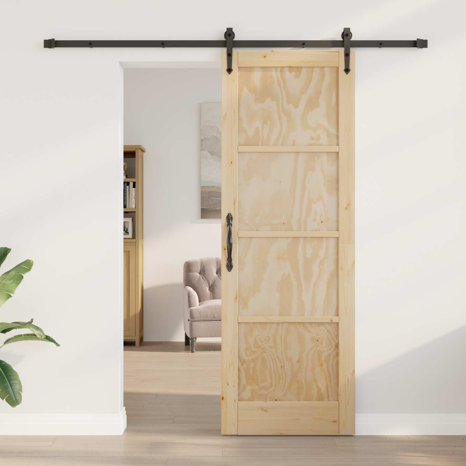 Skydedør ORKDAL Naturfarvet 73,5 x 211 cm Massivt fyrretræ