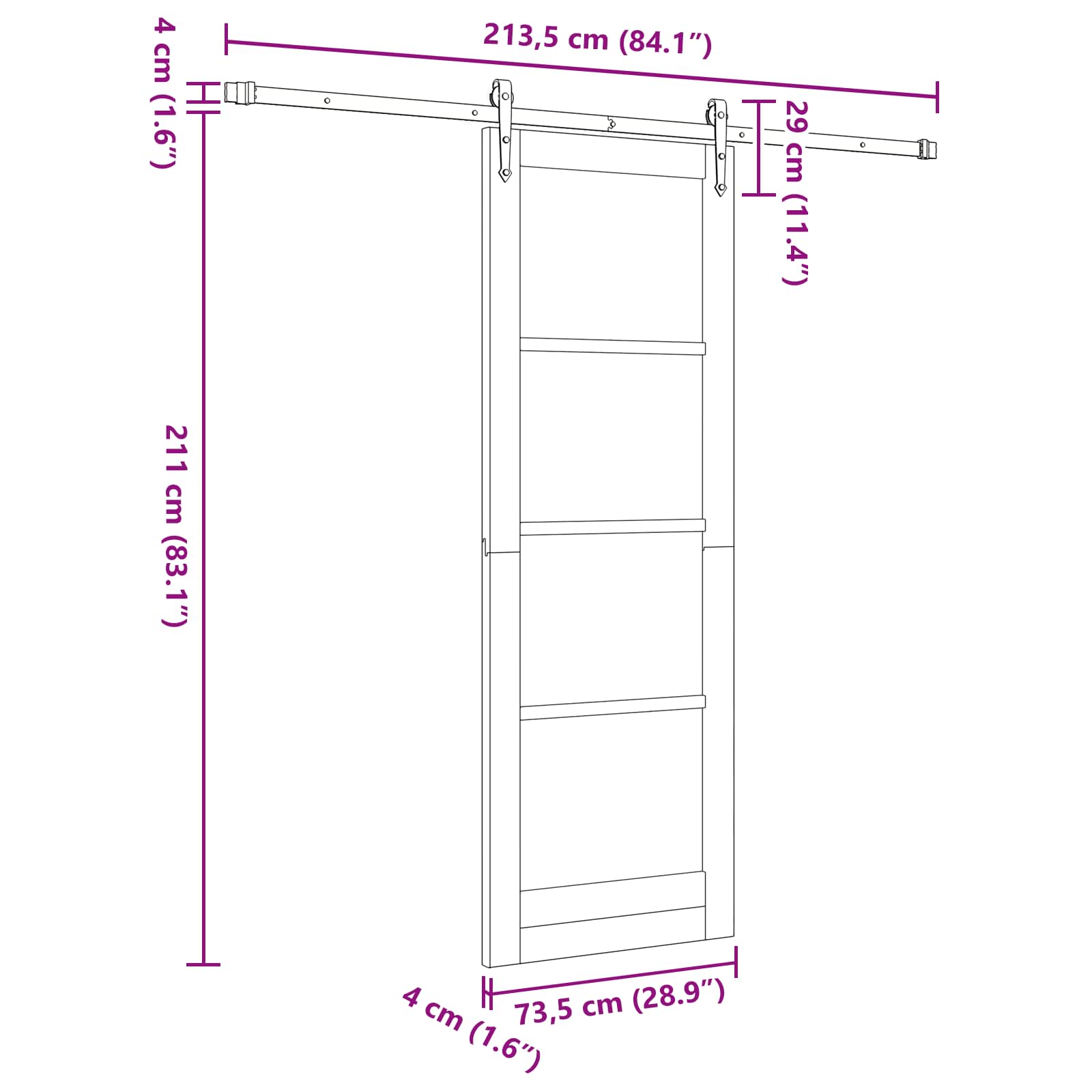 Skydedør ORKDAL Naturfarvet 73,5 x 211 cm Massivt fyrretræ