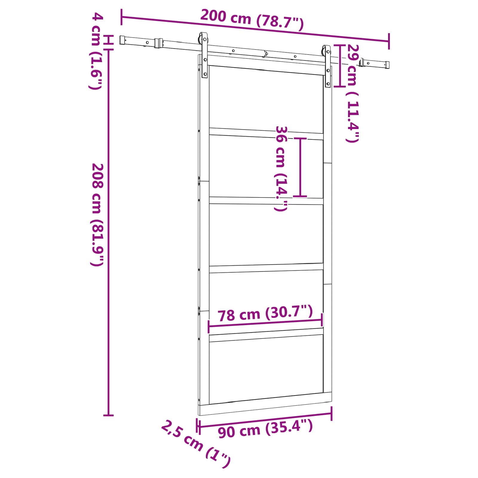 Skydedør Naturfarvet 90 x 208 cm Massivt fyrretræ
