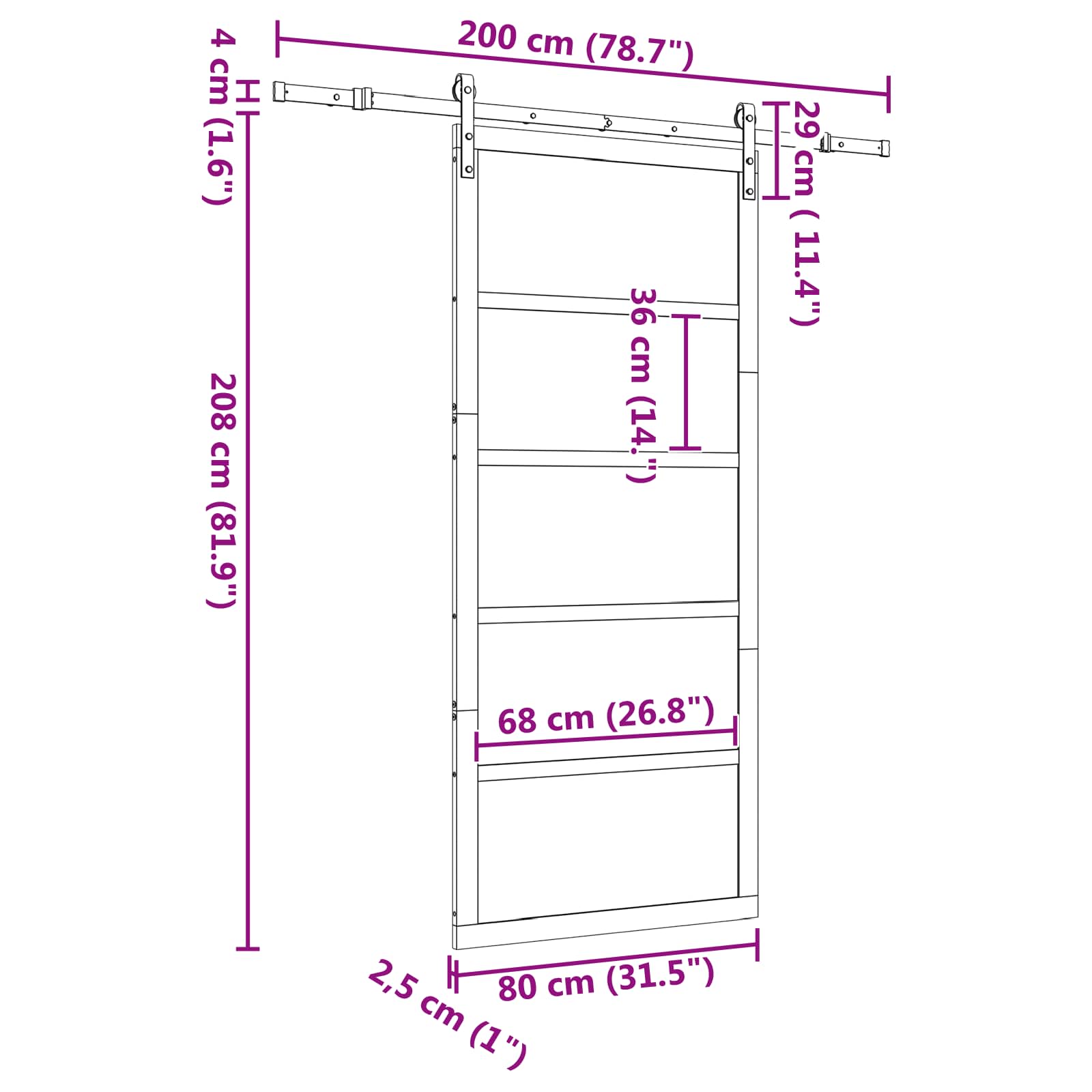 Skydedør Naturfarvet 80 x 208 cm Massivt fyrretræ