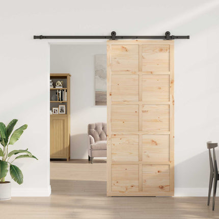 Skydedør Naturfarvet 100 x 208 cm Massivt fyrretræ