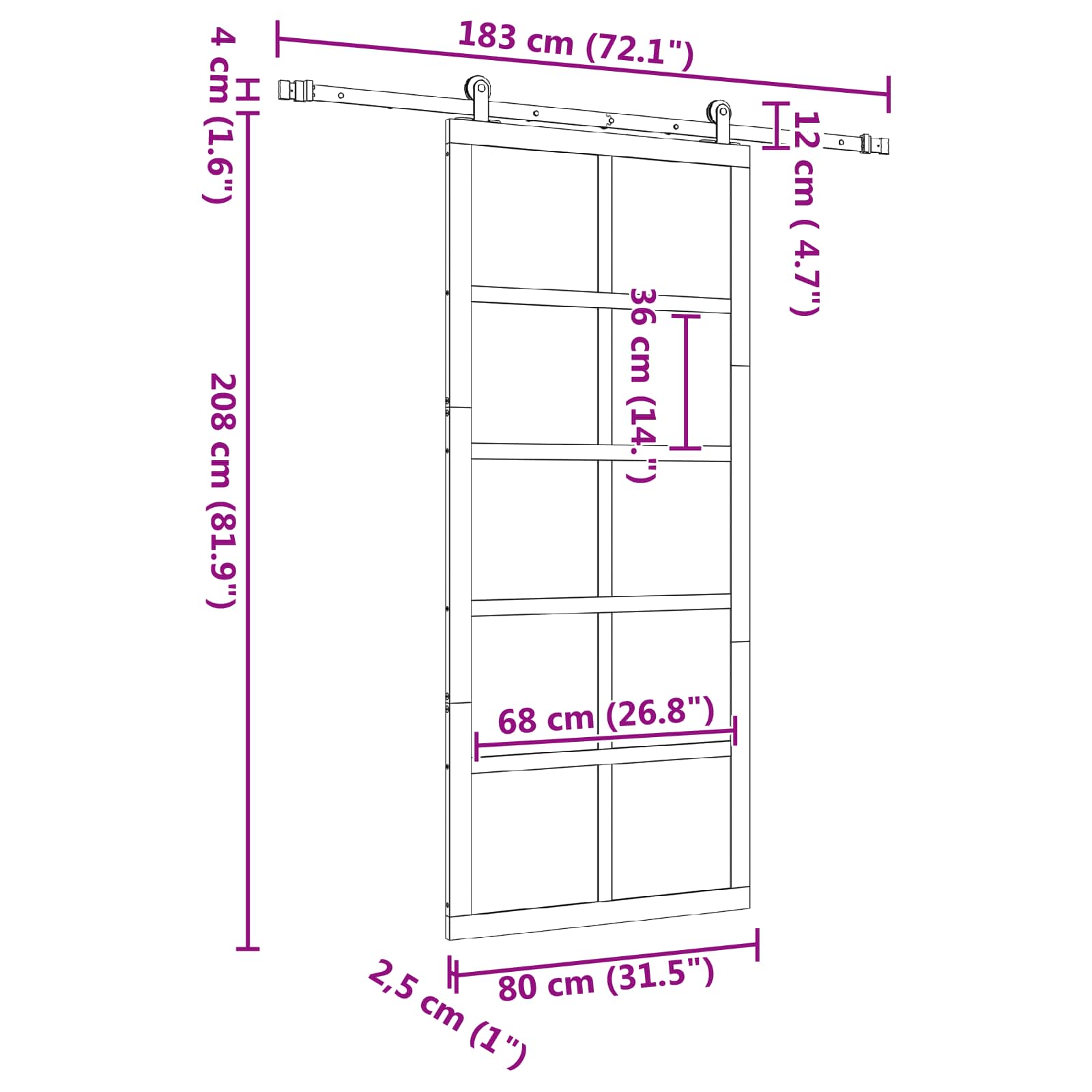 Skydedør Naturfarvet 80 x 208 cm Massivt fyrretræ