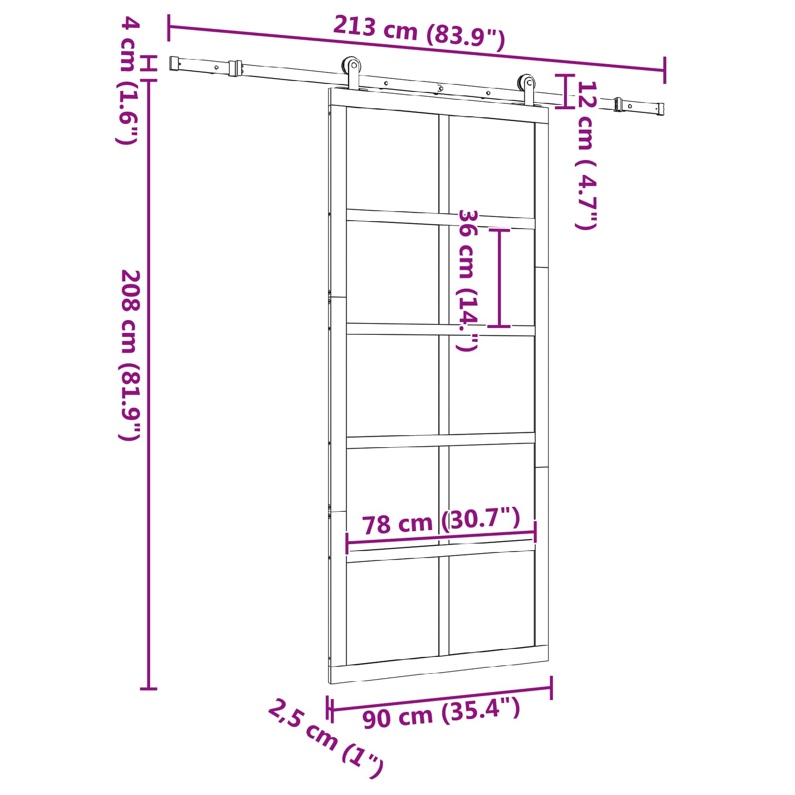 Skydedør Naturfarvet 90 x 208 cm Massivt fyrretræ
