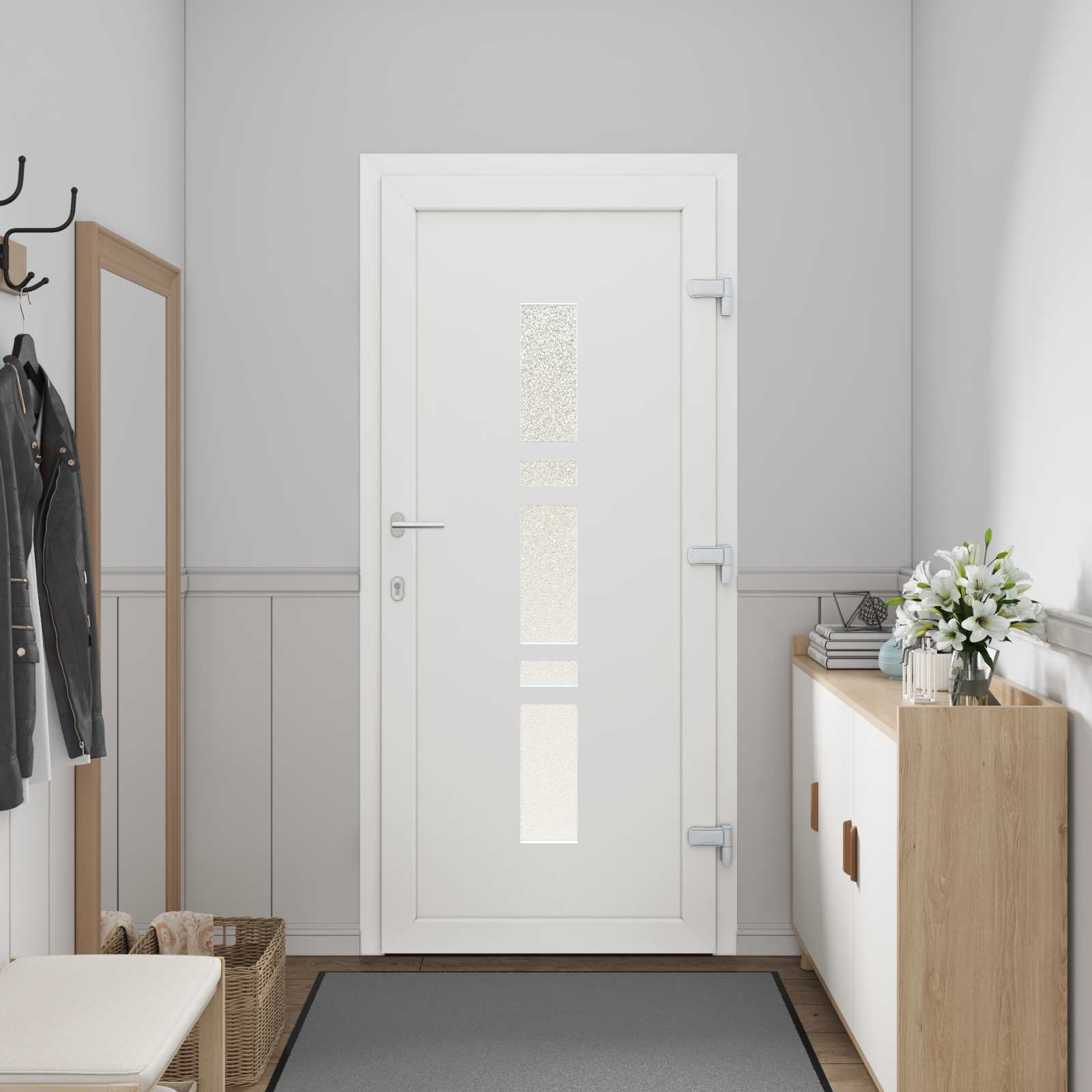 Hoveddør Antracit 98 x 200 cm PVC