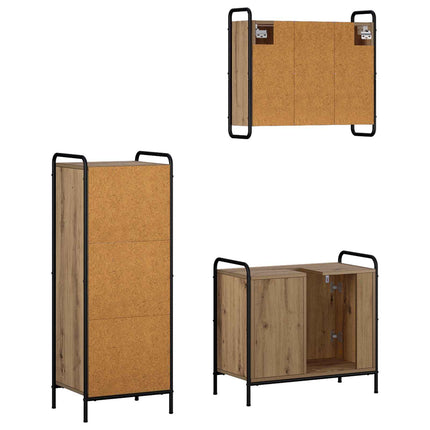 Badeværelsesskabsæt 3 stk. Artisan-eg 40 x 36 x 109,5 cm