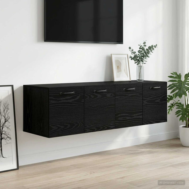 Vægskab 2 stk. 120 x 36,5 x 35 cm Konstrueret træ Sort eg