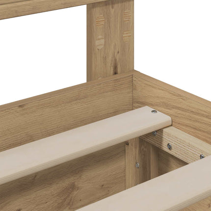 Bed Frame with Storage and Headboard Artisan Oak 120 x 200 cm