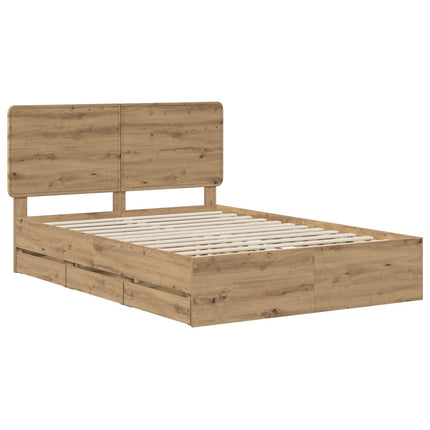 Bed Frame with Storage and Headboard Artisan Oak 120 x 200 cm