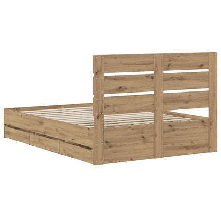 Bed Frame with Storage and Headboard Artisan Oak 160 x 200 cm