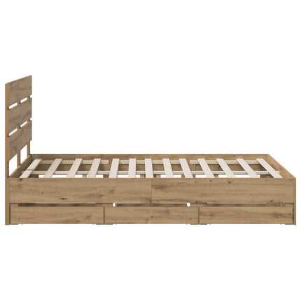 Bed Frame with Storage and Headboard Artisan Oak 160 x 200 cm