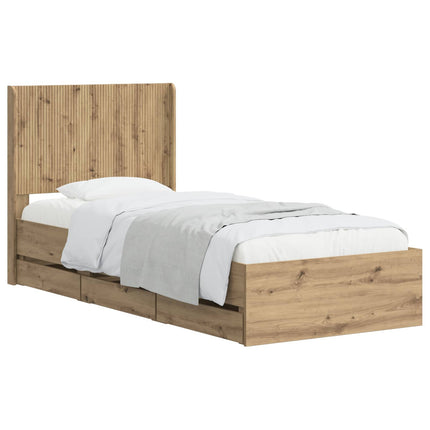Sengestel med opbevaring og hovedgærde Artisan Oak 90 x 200 cm
