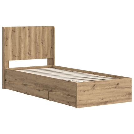 Sengestel med opbevaring og hovedgærde Artisan Oak 90 x 200 cm
