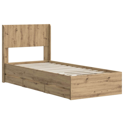 Sengestel med opbevaring og hovedgærde Artisan Oak 90 x 200 cm