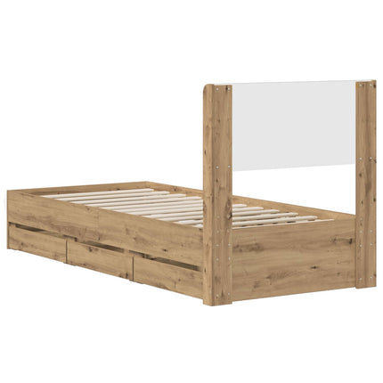 Sengestel med opbevaring og hovedgærde Artisan Oak 90 x 200 cm