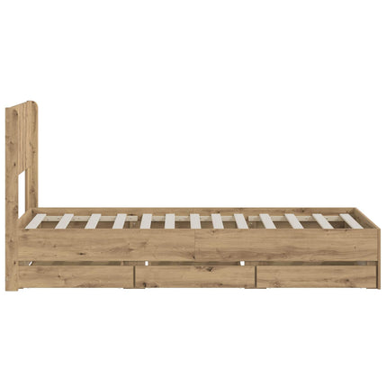 Sengestel med opbevaring og hovedgærde Artisan Oak 90 x 200 cm