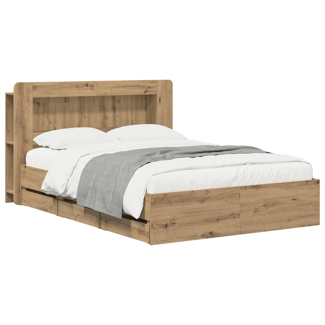 Sengestel med opbevaring og hovedgærde Artisan-eg 140 x 190 cm