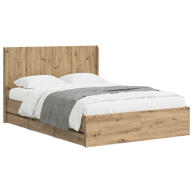 Sengestel med opbevaring og hovedgærde Artisan-eg 140 x 190 cm