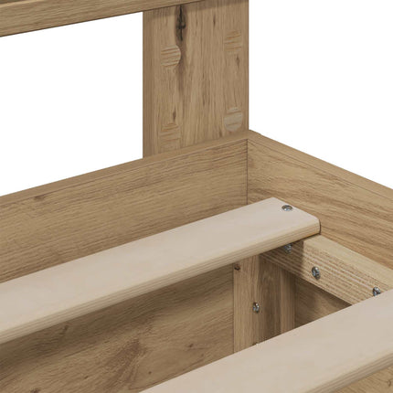 Bed Frame with Storage and Headboard Artisan Oak 140 x 190 cm