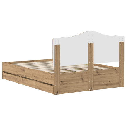 Bed Frame with Storage and Headboard Artisan Oak 140 x 190 cm