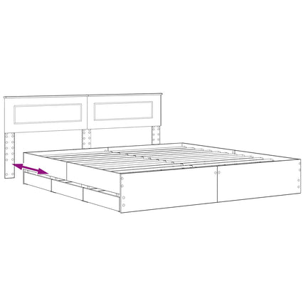Bed Frame with Storage and Headboard Artisan Oak 180 x 200 cm