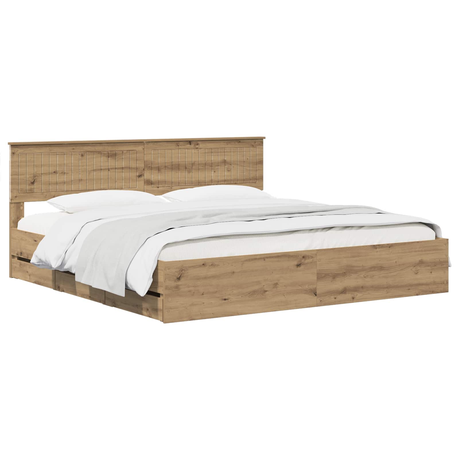 vidaXL Bed Frame with Storage and Headboard Artisan Oak 180 x 200 cm