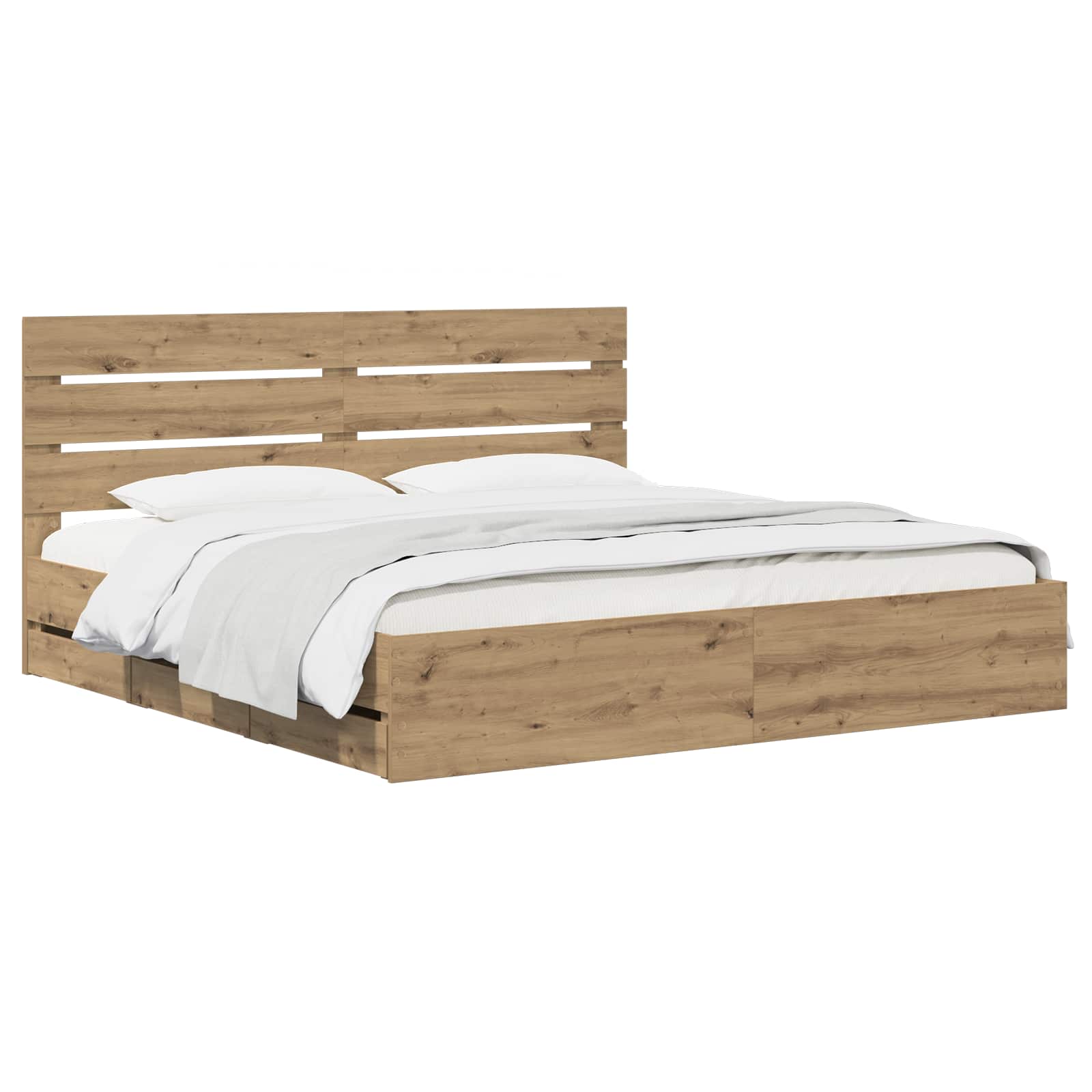 vidaXL Bed Frame with Storage and Headboard Artisan Oak 180 x 200 cm